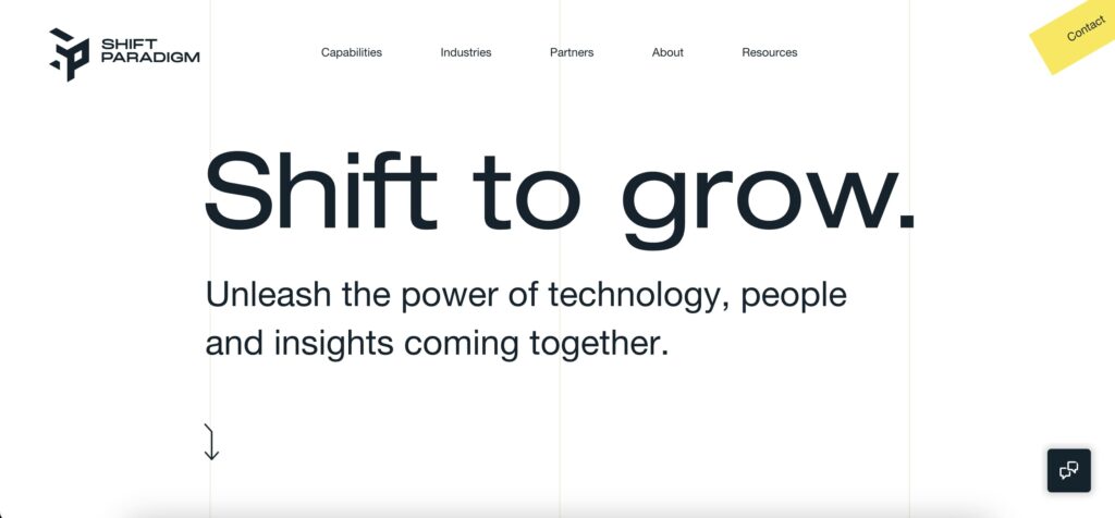 Shift Paradigm'in web sitesi ana sayfası