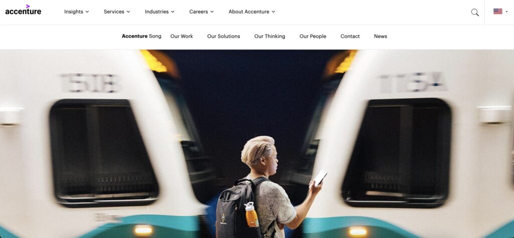 Accenture'un web sitesi ana sayfası