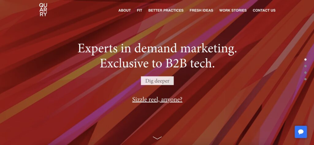 Quarry'nin web sitesi ana sayfası