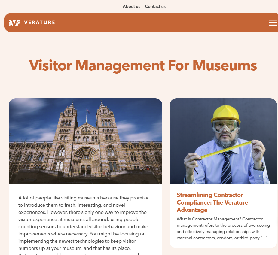 Zrzut ekranu przedstawiający stronę internetową poświęconą zarządzaniu zwiedzającymi w muzeach