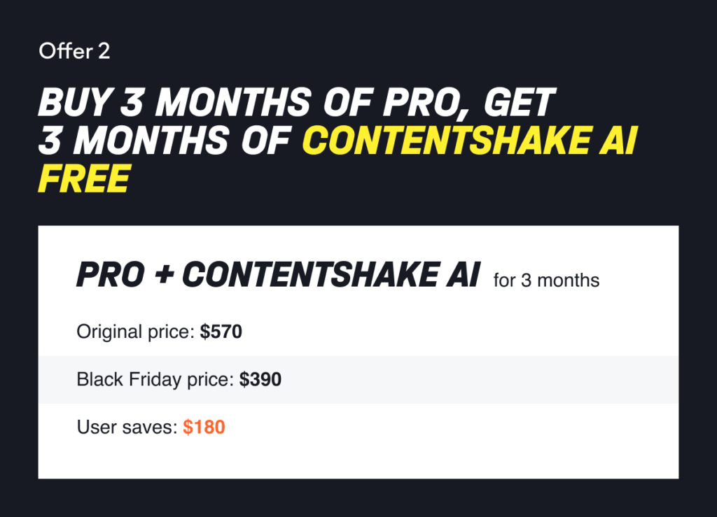 offer 2 buy 3 months pro get 3 months content shake ai